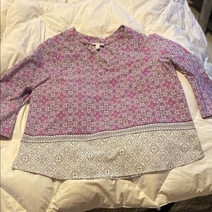 Purple and White Patterned Blouse